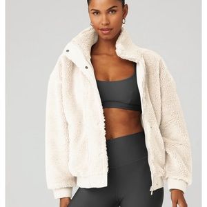 NWT Alo Sherpa Varsity Jacket Ivory Medium NWT